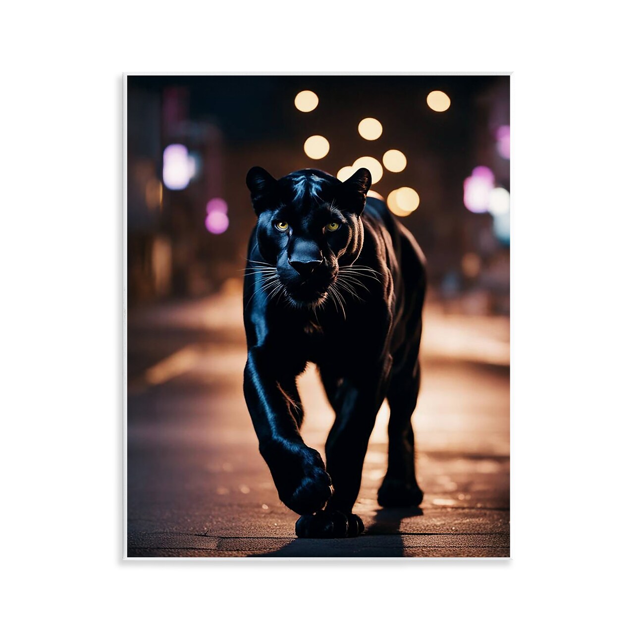 Stupell Industries Stalking Panther on Street Wall Plaque Art Design by Noah Bay